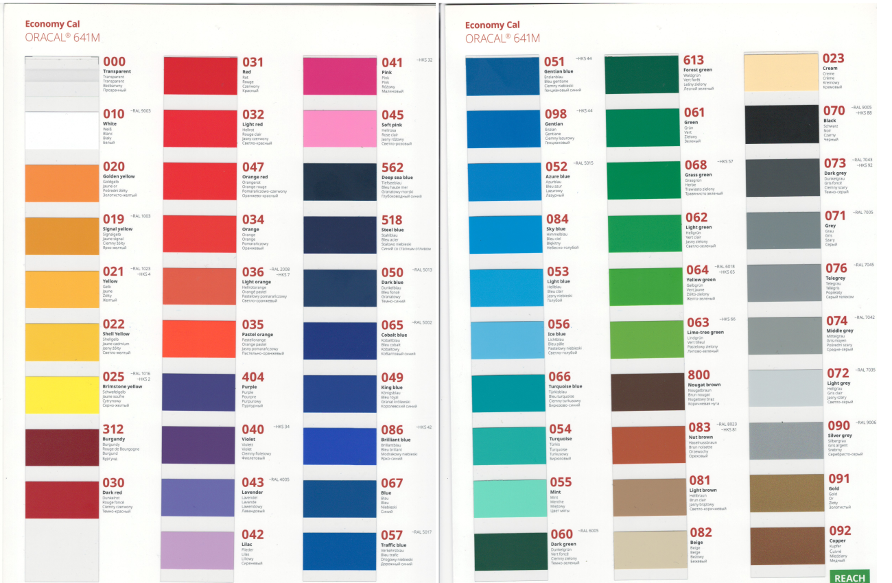 Картинка Карта цветов Oracal 641 - Море-рекламы