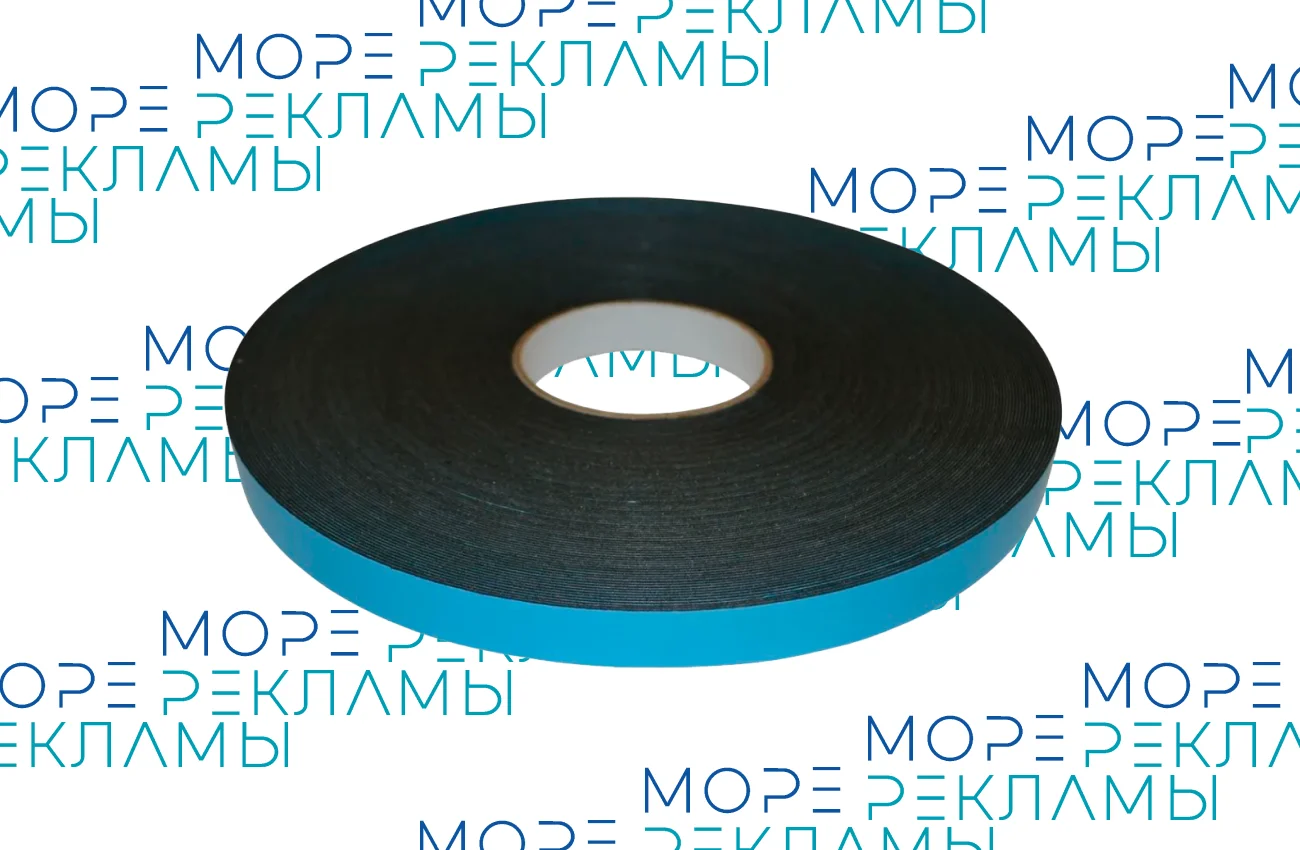 Картинка Двухсторонняя лента 5408Н-04, монтажная, черная, 0,8 мм x 19 мм x 50 м - Море-рекламы